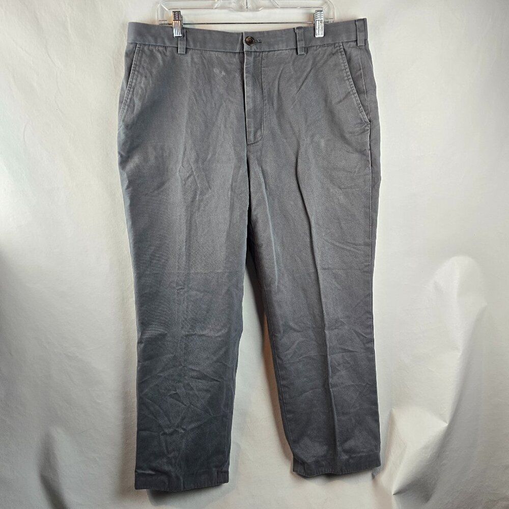 Brooks Brothers Dress Pants Mens 30 Gray Clark Chino Cotton Flat Front Slacks A2